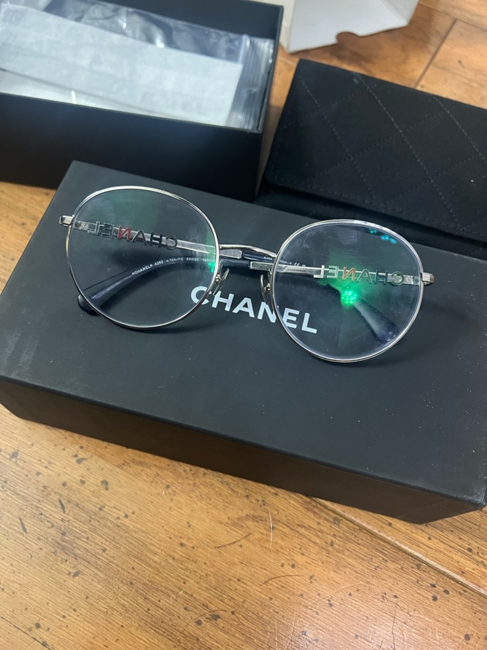 CHANEL Round Silver Metal Frame Glasses sunglasses frame
